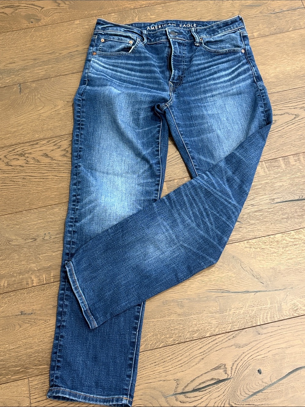 American Eagle Outfitters Men’s Dark Blue Straight-Leg Jeans